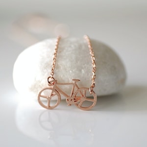 Rose Gold Fahrrad Halskette, Rose Gold zierliche Halskette, minimalistische Halskette, Fahrrad-Halskette