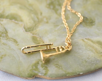 Trombone Pendant Necklace, Music Instrument Necklace, Birthday Gift,Dainty Necklace, Graduation Gift
