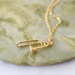 Trombone Pendant Necklace, Music Instrument Necklace, Birthday Gift,Dainty Necklace, Graduation Gift