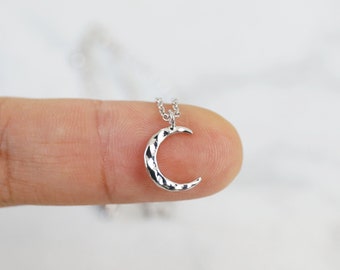 Silver Crescent Moon Necklace, Moon Necklace,Birthday Gift,Celestial Necklace,Layered Necklace, Minimalist Necklace-