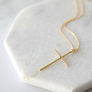 Gold Skinny Cross Pendant Necklace, Gold Cross Necklace, Birthday Gift, Bridesmaid Gift,Graduation Gift,Mother's Day Gift