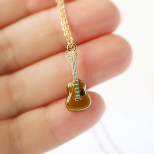 Dainty Gold Guitar Necklace: Music Lover Gift