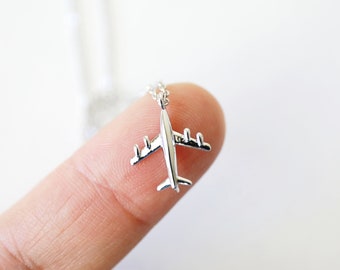 Airplane Charm Necklace,Silver Tiny Airplane Necklace, Dainty Necklace, Minimalist Necklace,Birthday Gift