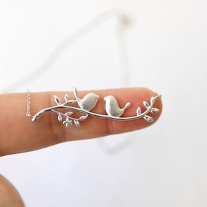 Birds on The Branch Necklace, Silver Birds Necklace, Branch Necklace, Birthday Gift, Graduation Gift, Layered Necklace,Mothers Day Necklace