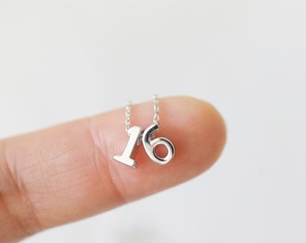 Silver Color Number Necklace, Personalized Number Necklace, Birthday Gift, Bridesmaid Gift