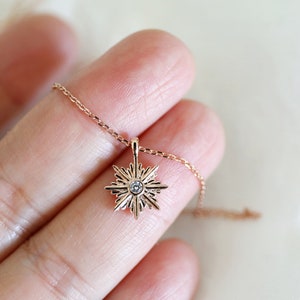 Star Necklace, Rose Gold Star Necklace, Dainty Sunburst Necklace,Bridesmaid Gift,Birthday Gift,Graduation Gift