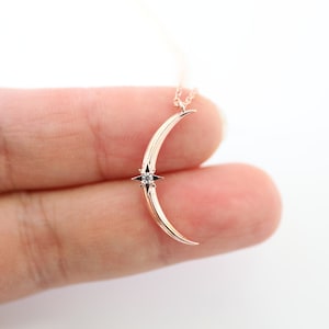 Rose Gold Crescent Moon Necklace, Moon Necklace,Birthday Gift, Bridesmaid Gift,Layered Necklace
