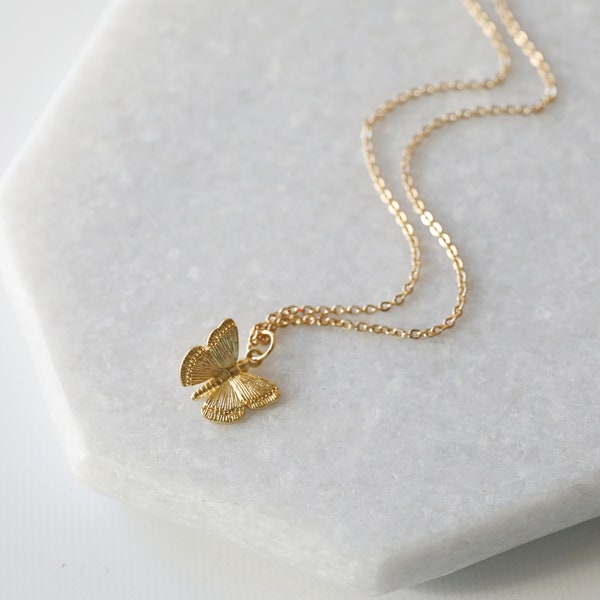Dainty Gold Butterfly Pendant Necklace, Butterfly Necklace, Bridesmaid Gift, Birthday Gift, Minimalist Necklace, Birthday Gift