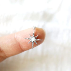 Opal Stone Star Charm Necklace: Dainty Silver Cubic Zirconia