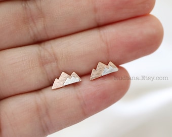 Rose Gold Tiny Mountain Earrings,Dainty Mountain Earrings, Mountain Earrings,Rose Gold Studs Earrings