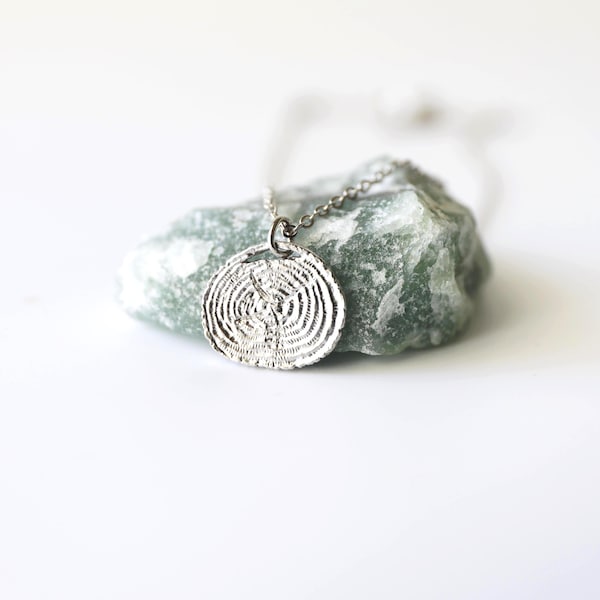 Silber Baum Wachstum Ring Anhänger Halskette, Minimalist Schmuck