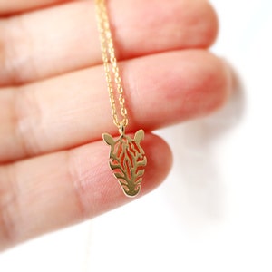 Gold Zebra Necklace, Zebra Charm Necklace, Bridesmaid Gift, Birthday Gift, Animal Necklace
