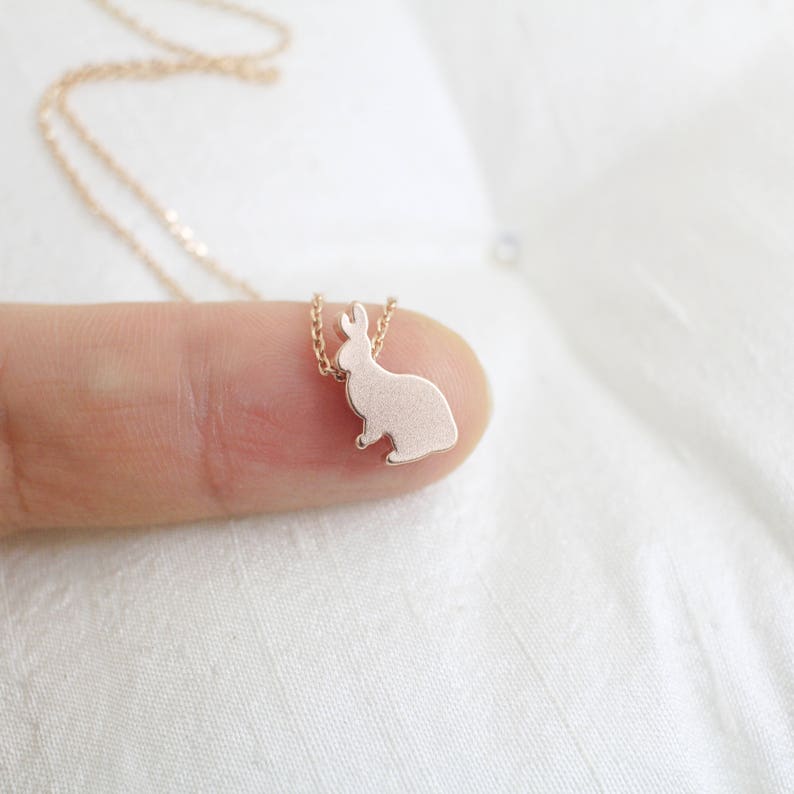 Tiny Rose Gold Lovely Rabbit Necklace, Dainty Necklace, Rabbit Necklace,Birthday Gift,Flower Girl Necklace-JU4 image 1