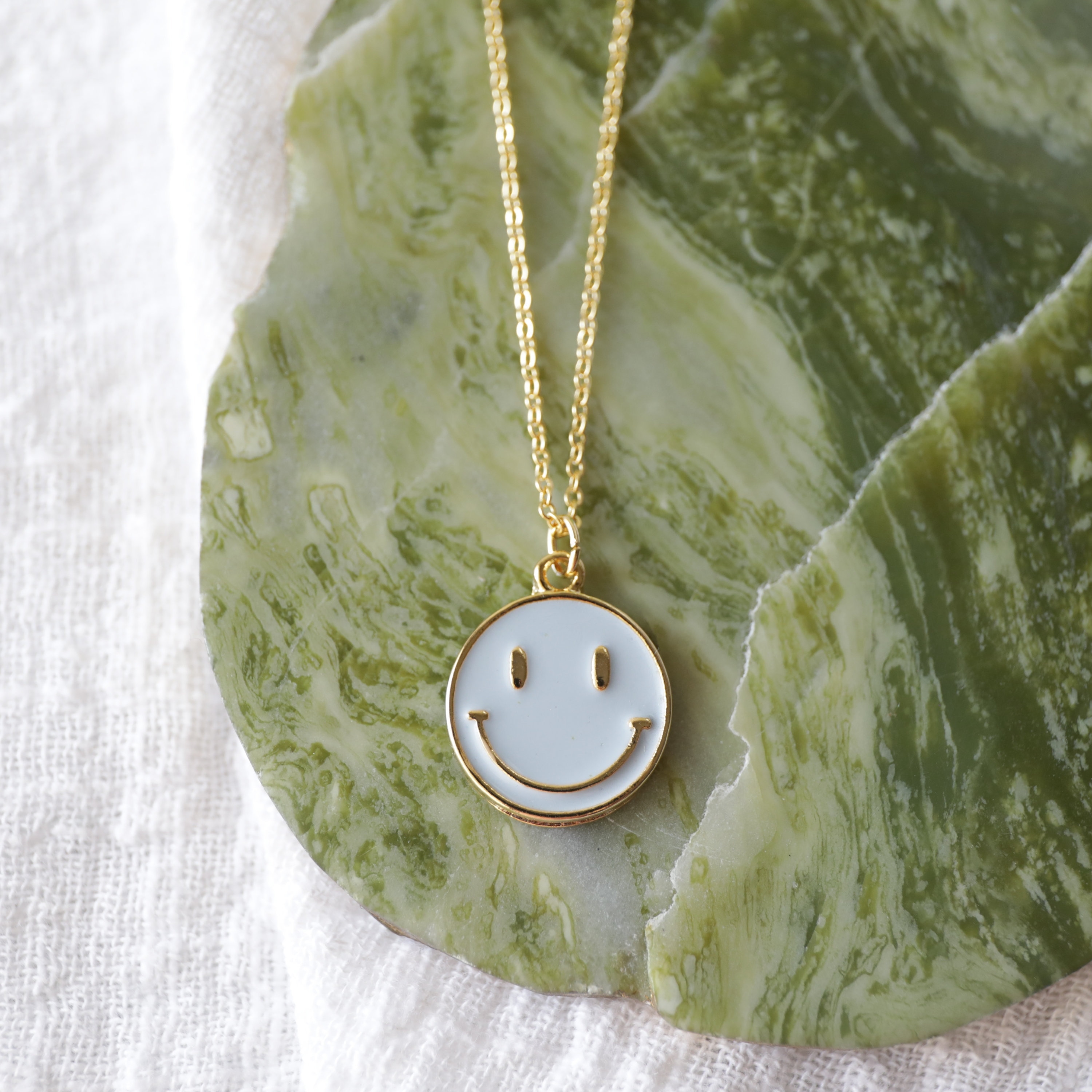 Pastel Blue Happy Face Charm Necklace Smiley Face Necklace Smile