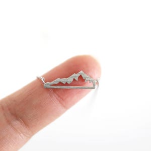 Dainty Rocky Mountain Necklace: Rhodium Plated Brass Pendant