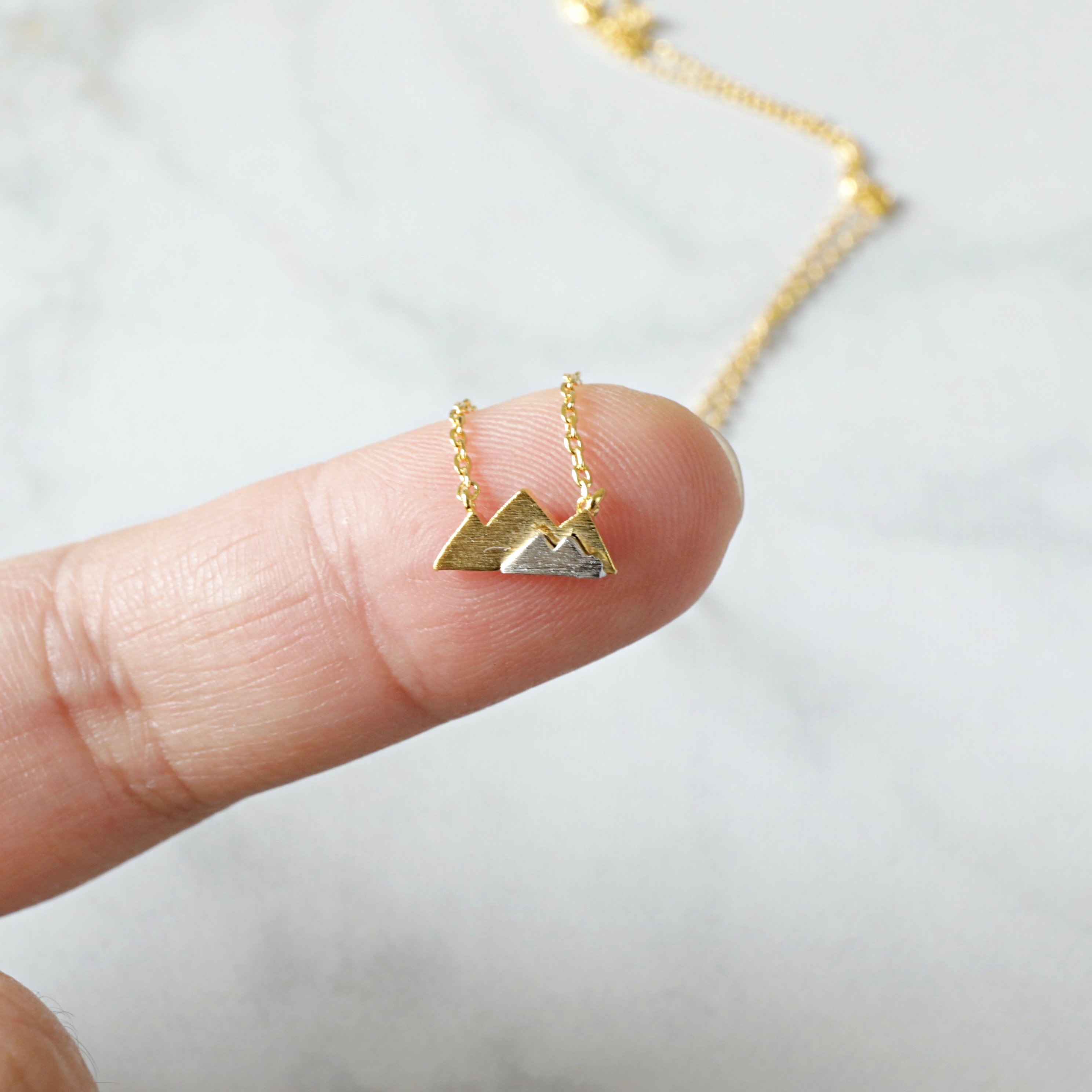 Gold Mountain Necklace Dainty Mountain Pendant Necklace Etsy