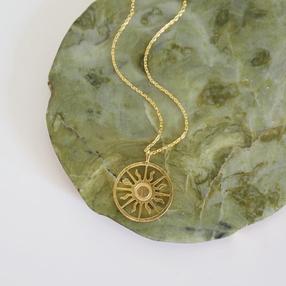 WOWORAMA Collana Con Ciondolo Sole In Filigrana – Placcata Oro, Catena A Clip Di Carta, Ottone