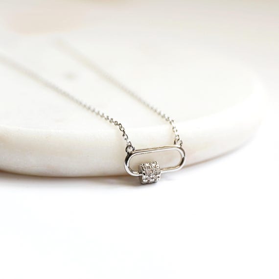 Collana Donna Con Ciondolo Lucchetto – Placcata Oro Rosa E Argento, Con Zirconia Cubica, Catena 43+5 Cm