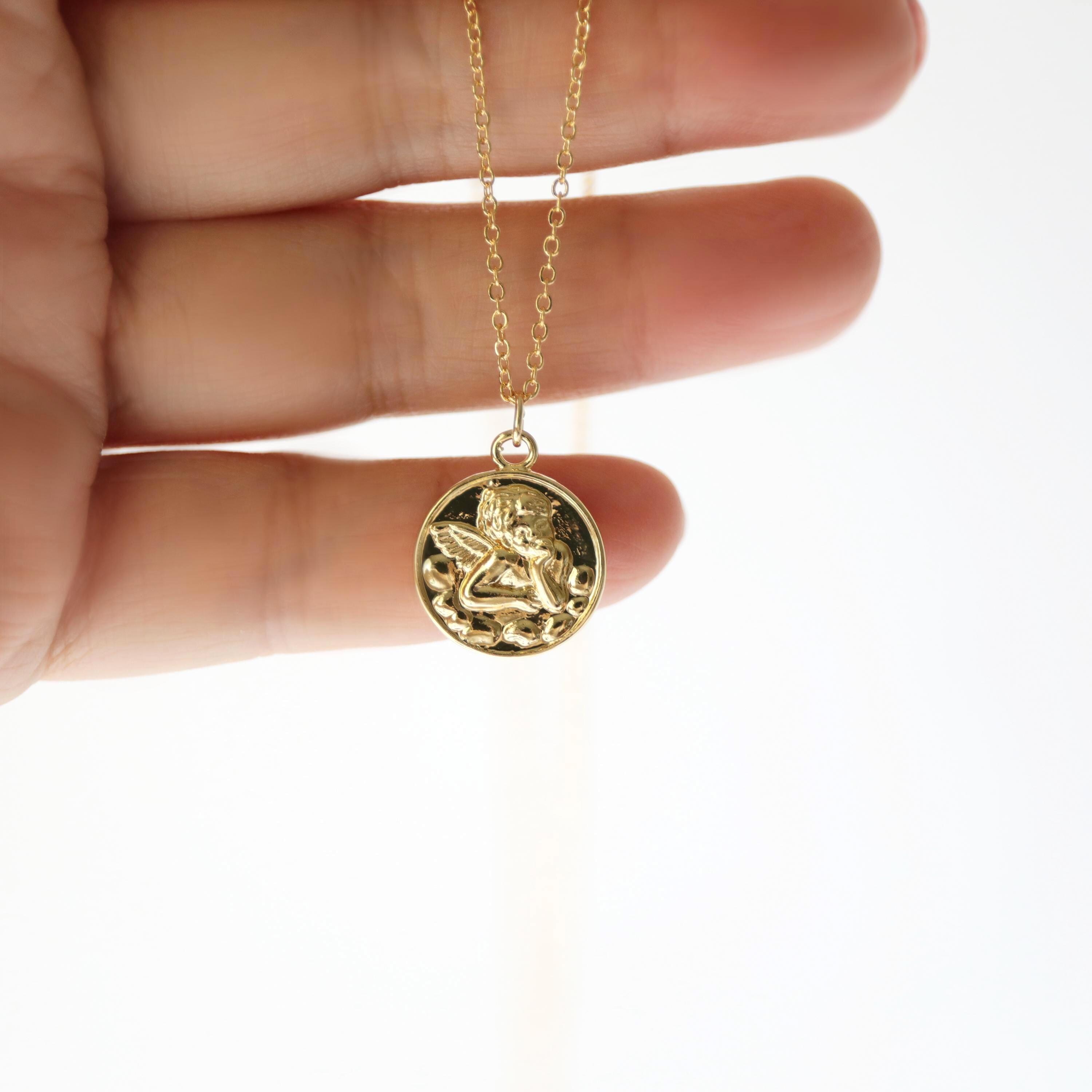 F Fityle Collier Pendentif Ange, Collier Ange, Bijoux de chaîne de Pull pour Femmes et Hommes pour Cadeau de Remise de diplôme de fête d' anniversaire