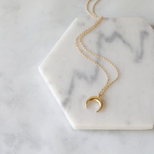 Dainty Necklace, Gold Crescent Moon Necklace, Moon Necklace,Birthday Gift, Celestial Necklace,Layered Necklace
