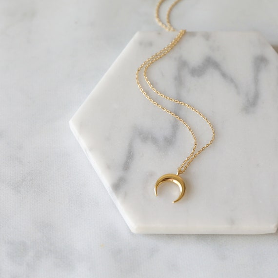 Dainty Wedding Bridesmaid Gift Simple Tiny CZ Crescent Moon /& Star Necklace Birthday Gift