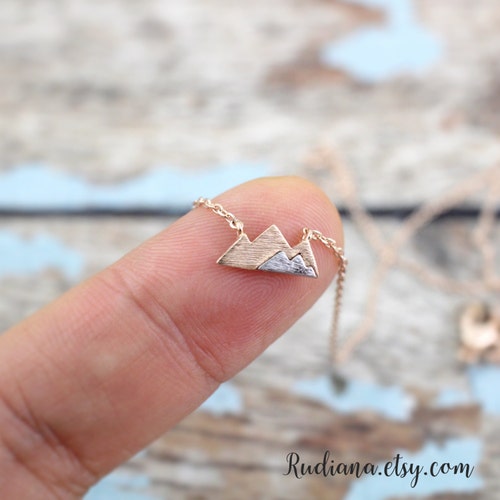 Rose Gold Mountain Necklace, Dainty Mountain Pendant Necklace, Mountain Necklace, Birthday Gift