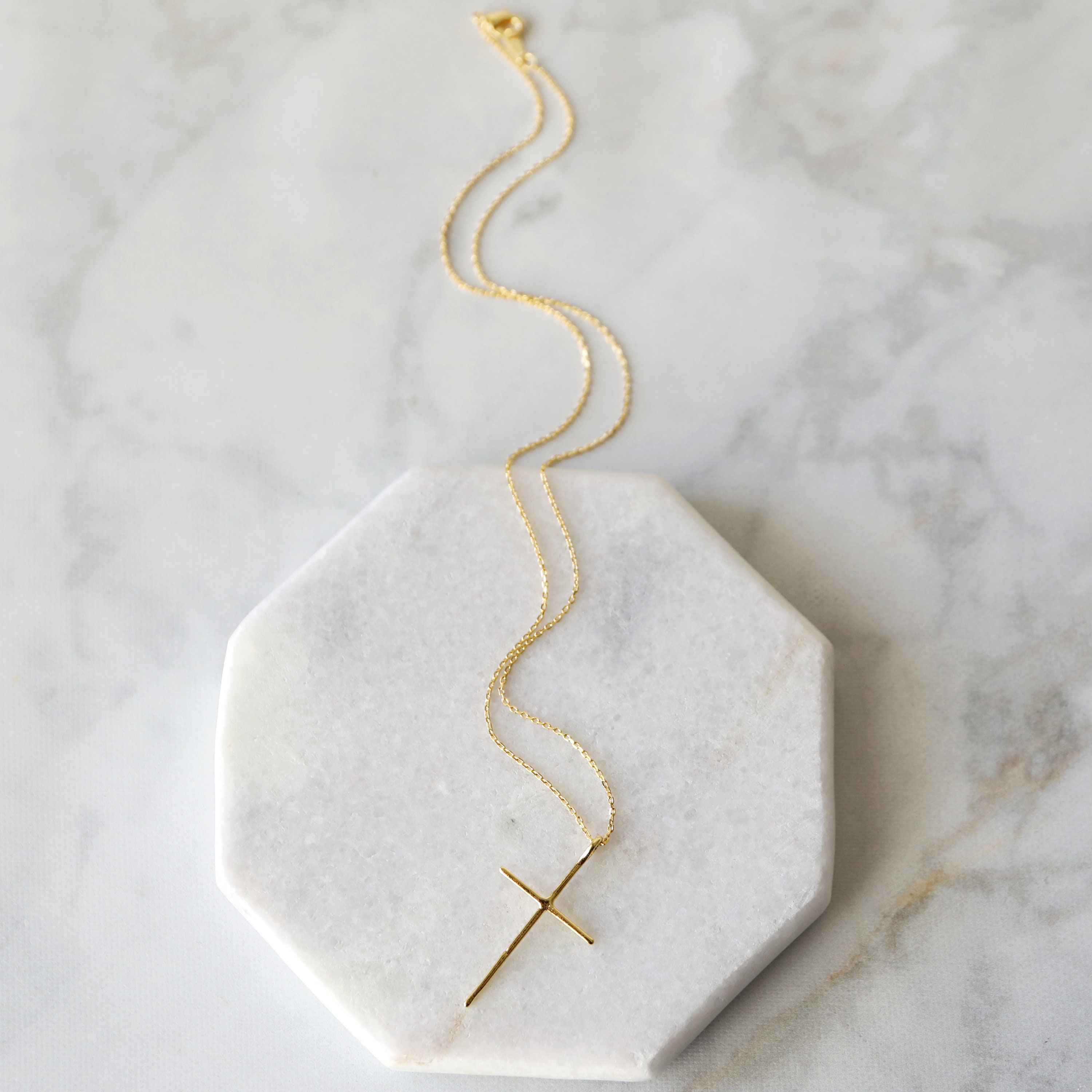 Gold Skinny Cross Pendant Necklace, Gold Cross Necklace, Birthday Gift, Bridesmaid Gift,Graduation Gift,Mother&#39;s Day Gift