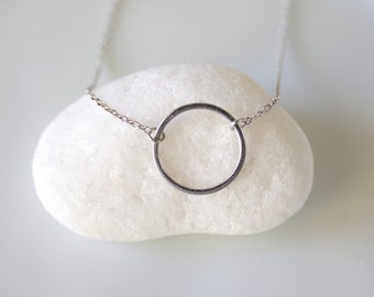 Eenvoudige zilveren cirkel hanger ketting, cirkel ketting, zilveren ring ketting, sierlijke ketting, bruidsmeisje cadeau, verjaardag cadeau-1024