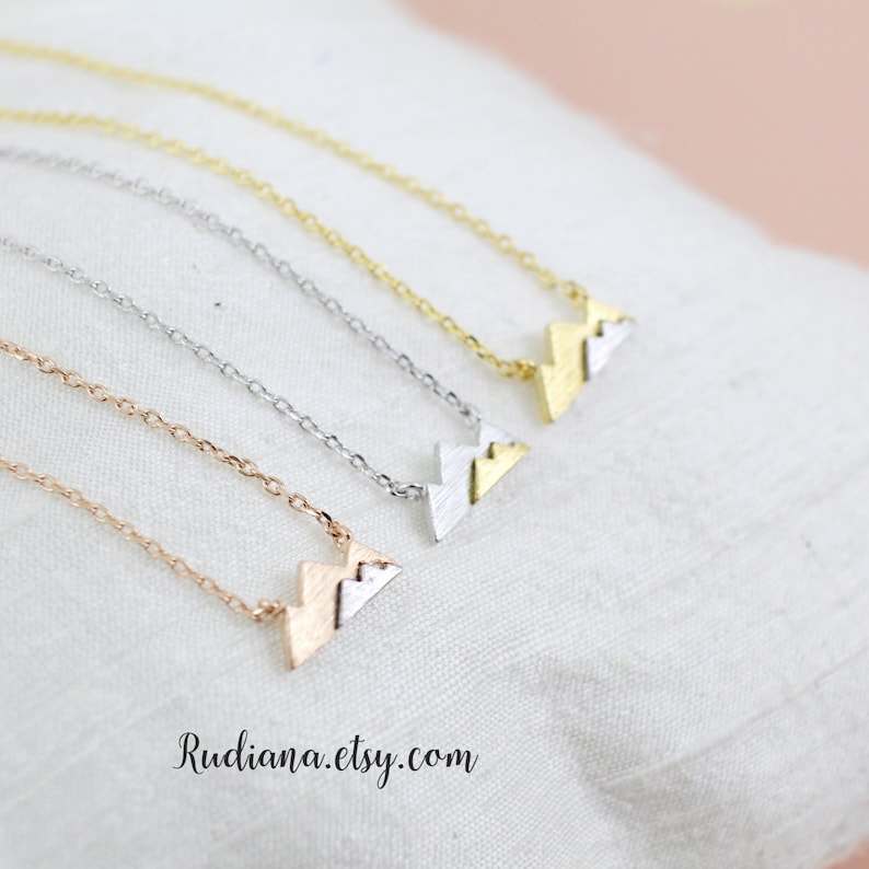 Rose Gold Mountain Necklace, Dainty Mountain Pendant Necklace, Mountain Necklace, Birthday Gift image 4