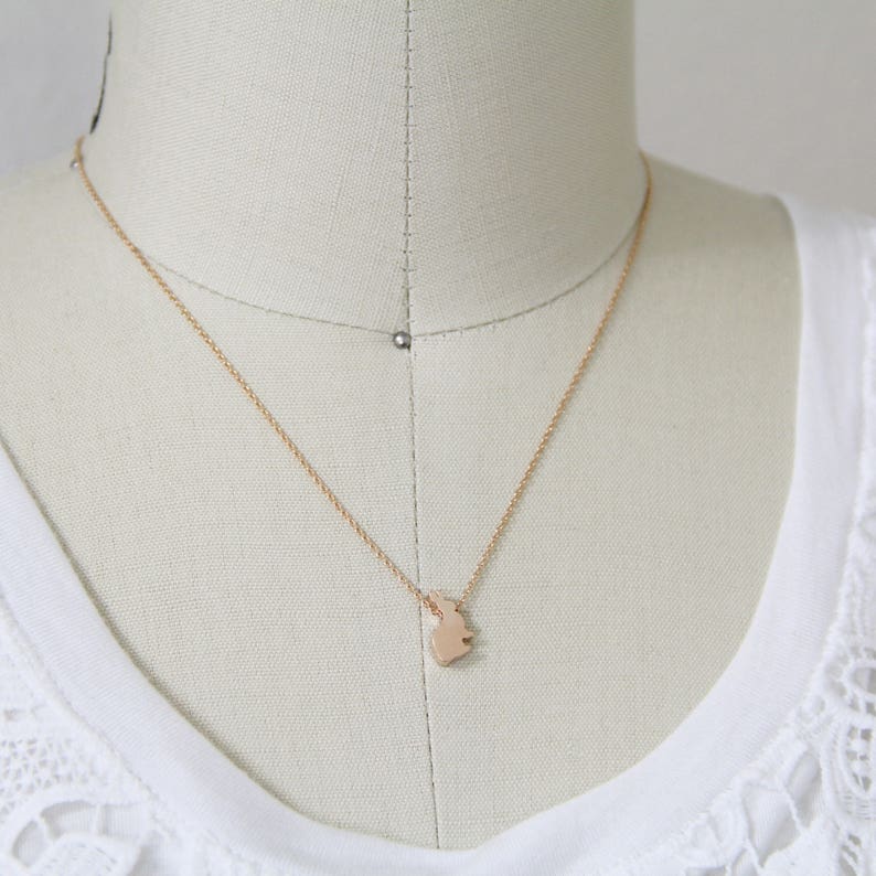 Tiny Rose Gold Lovely Rabbit Necklace, Dainty Necklace, Rabbit Necklace,Birthday Gift,Flower Girl Necklace-JU4 image 3