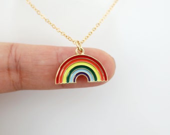 Rainbow Necklace, Rainbow Charm Necklace,Layered Necklace, Birthday Gift, Graduation Gift