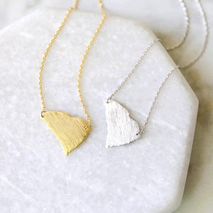 South Carolina State Charm Necklace: Gold or Silver Plated Brass