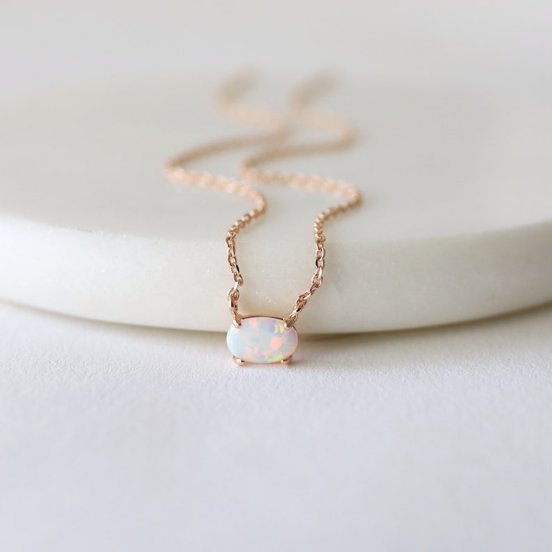 Tiny Opal Stone Rose Gold Necklace Opal Stone Necklace Rose - Etsy