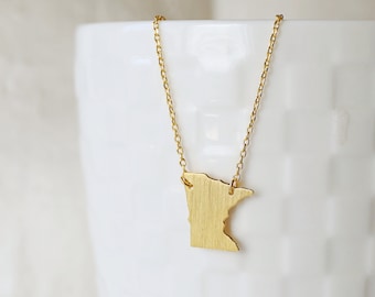 Minnesota Necklace, Gold Minnesota State Charm Necklace, MinnesotaState  Necklace,MN state Necklace- 1093