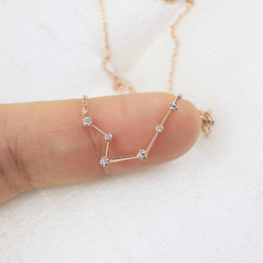 Rose Gold Aquarius Necklace Zodiac Jewelry celestial Jewelry
