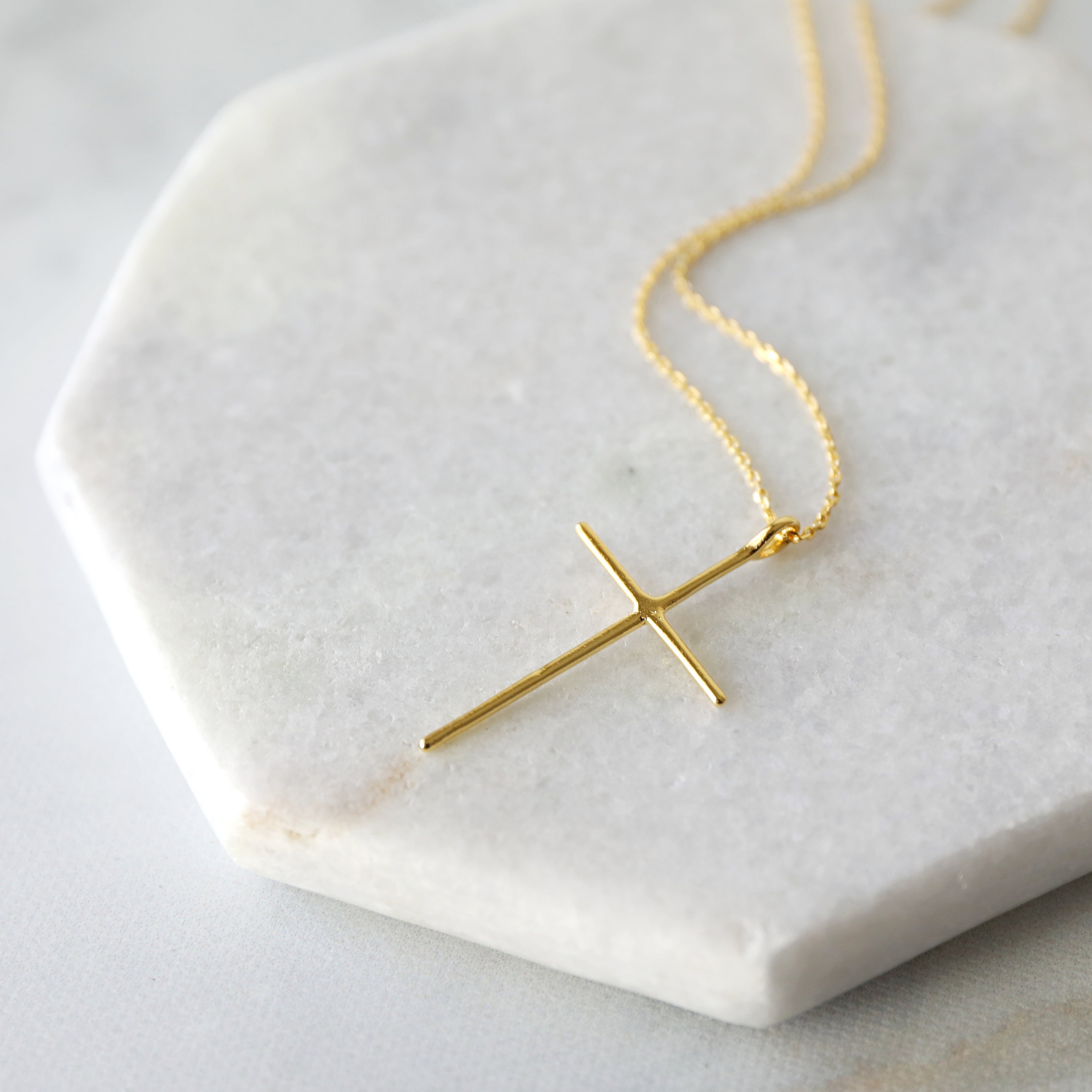 Gold Skinny Cross Pendant Necklace, Gold Cross Necklace, Birthday Gift, Bridesmaid Gift,Graduation Gift,Mother&#39;s Day Gift
