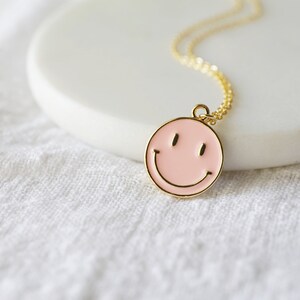 Pink smiley face necklace Clearance