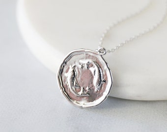 Silver Pisces Coin Necklace, Zodiac Sign Pisces Necklace,Celestial Jewelry, Constellation Necklace, February Birthday Gift