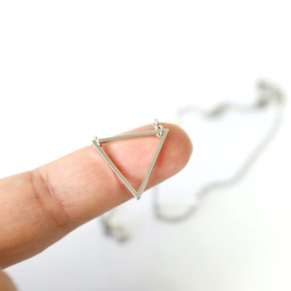 Dainty Silver Triangle Necklace: Geometric Jewelry