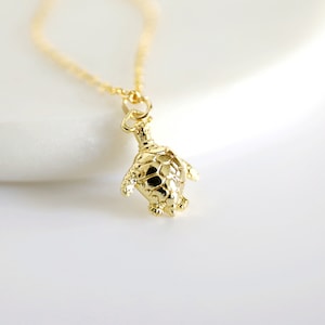 Dainty Gold Turtle Necklace: Gold Plated Brass, Birthday Gift