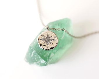Silver North Star Necklace: Cubic Zirconia Star Charm, Minimalist Jewelry
