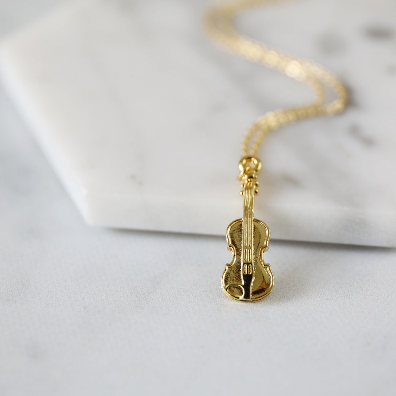 Violin Necklace, Gold Violin Pendant Necklace, Birthday Gift,Dainty Necklace, Graduation Gift JU9 image 8