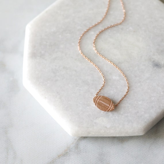 Dainty Rose Gold Football Charm Necklace Football Necklace