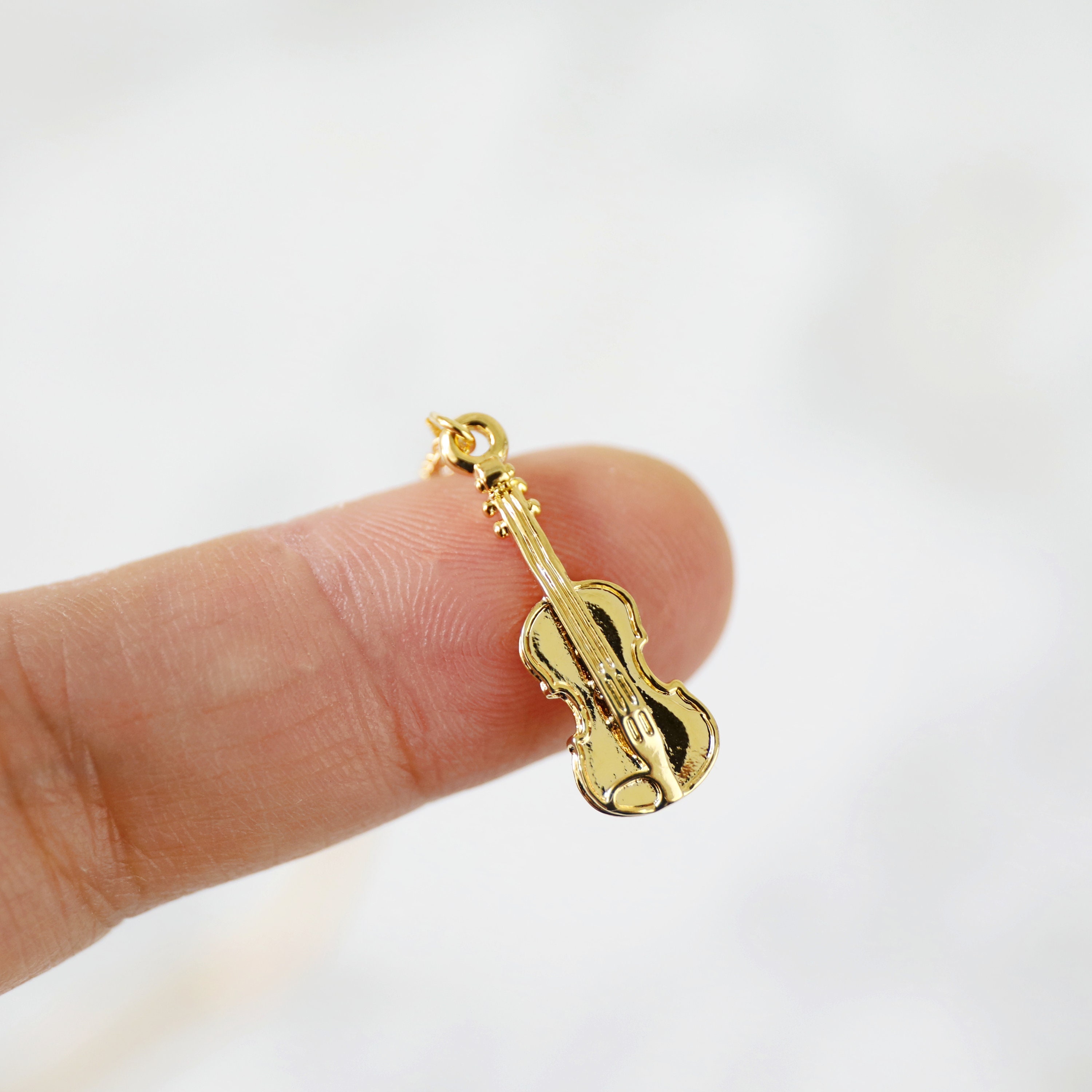 Violin Necklace Gold Violin Pendant Necklace Birthday Etsy