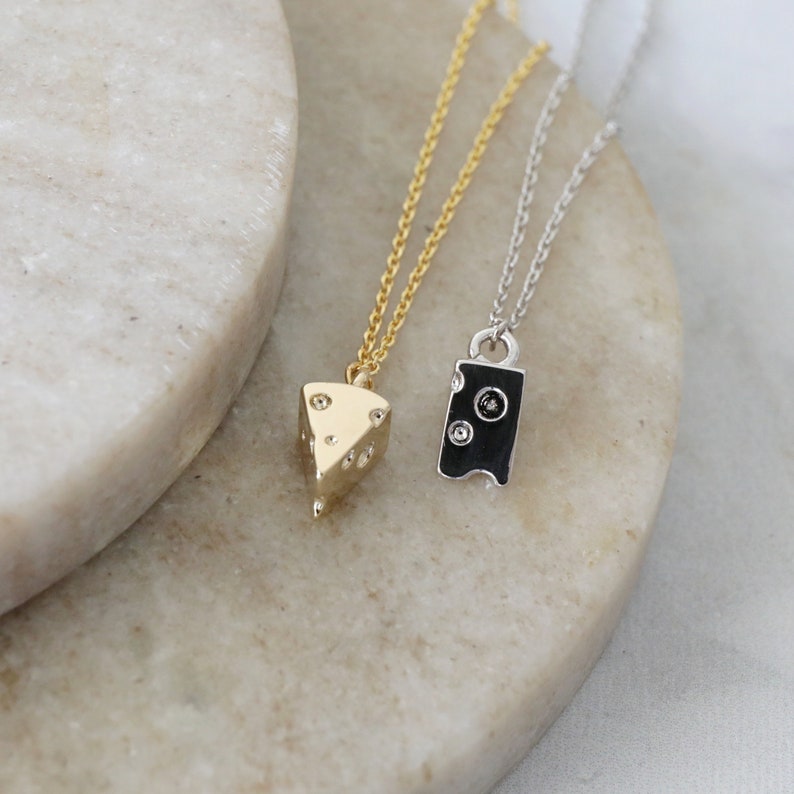 Dainty Cheese Necklace, Slice Cheese Necklace, Swiss Cheese Necklace, Cute Little Cheese Necklace image 8