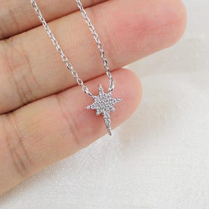 Nordstern Halskette, Nordstern Halskette, Silber Stern Halskette, Geburtstagsgeschenk, Weihnachtsgeschenk