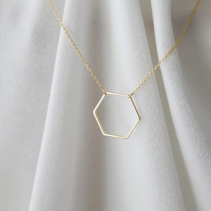 Gold Hexagon Charm Necklace, Honeycomb Necklace, Hexagon Charm Necklace,Bridesmaid Gift,Birthday Gift JU12 image 9