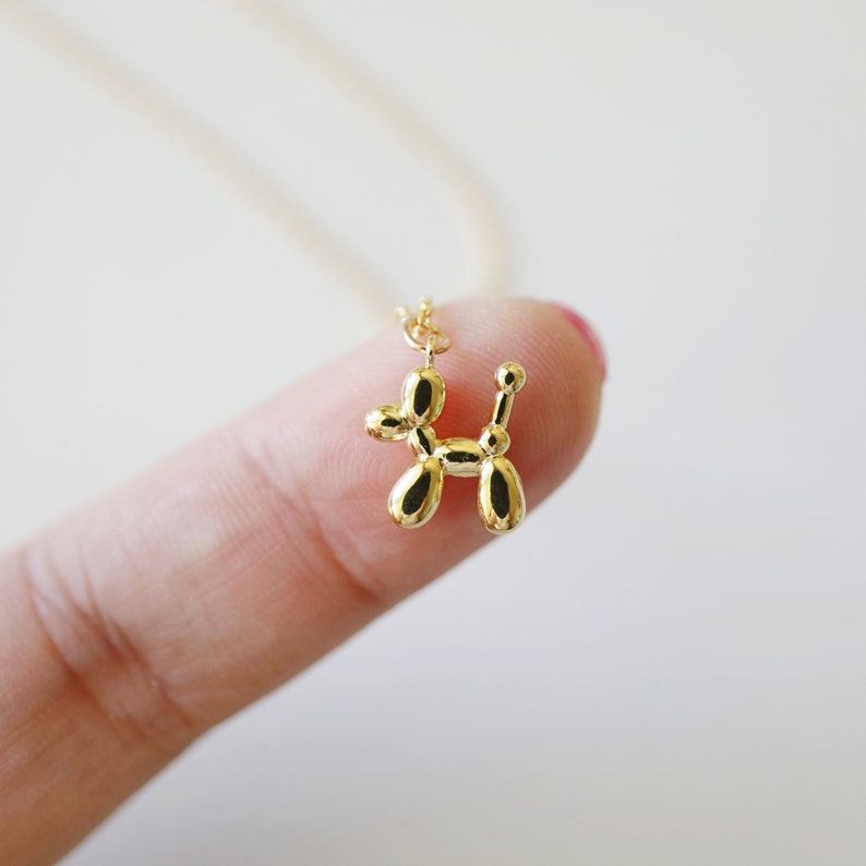 Balloon Dog Necklacedainty Gold Poodle Charm Necklace Gold Etsy