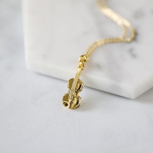 Violin Necklace, Gold Violin Pendant Necklace, Birthday Gift,Dainty Necklace, Graduation Gift JU9 image 2