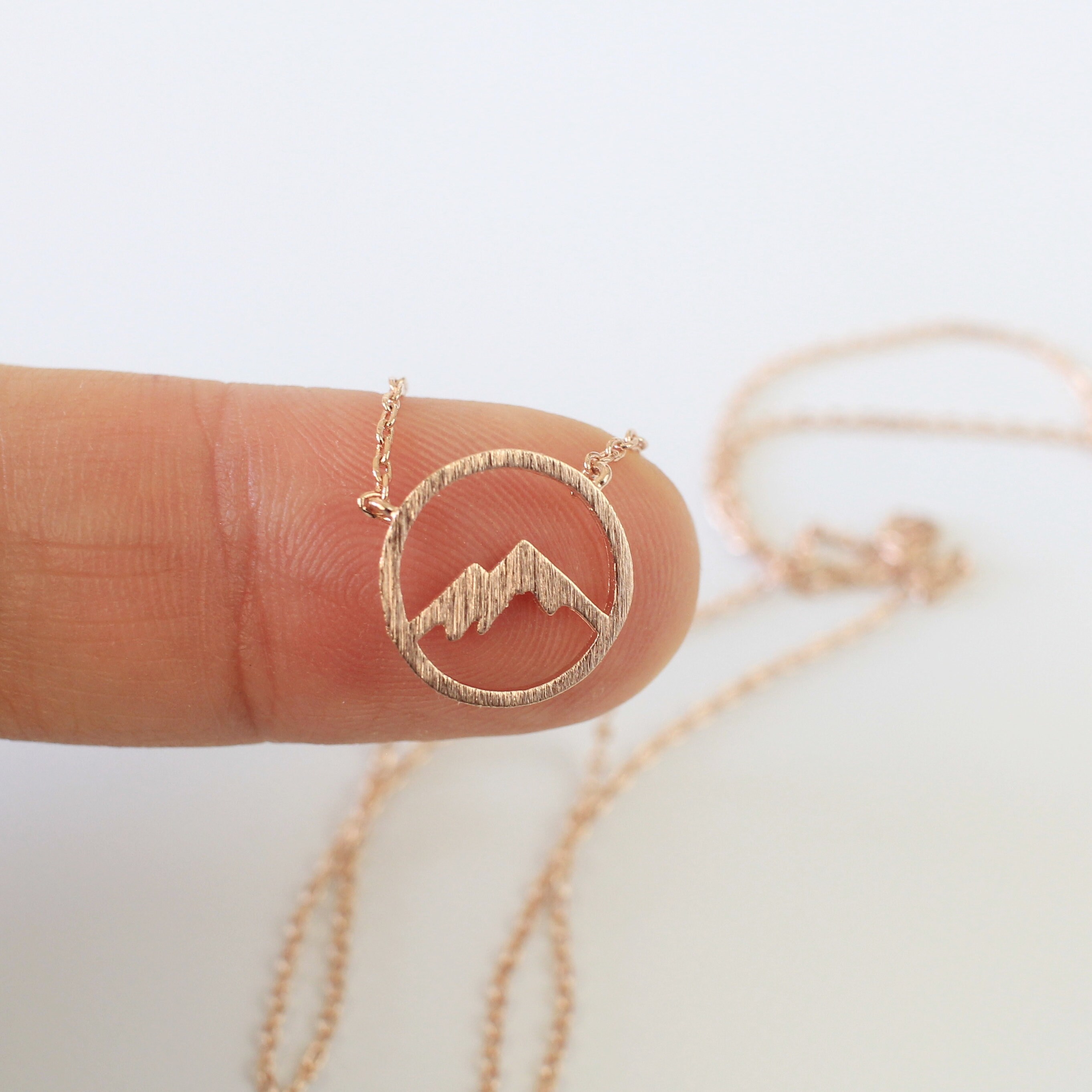 Rose Gold Mountain Necklace Dainty Mountain Pendant Necklace